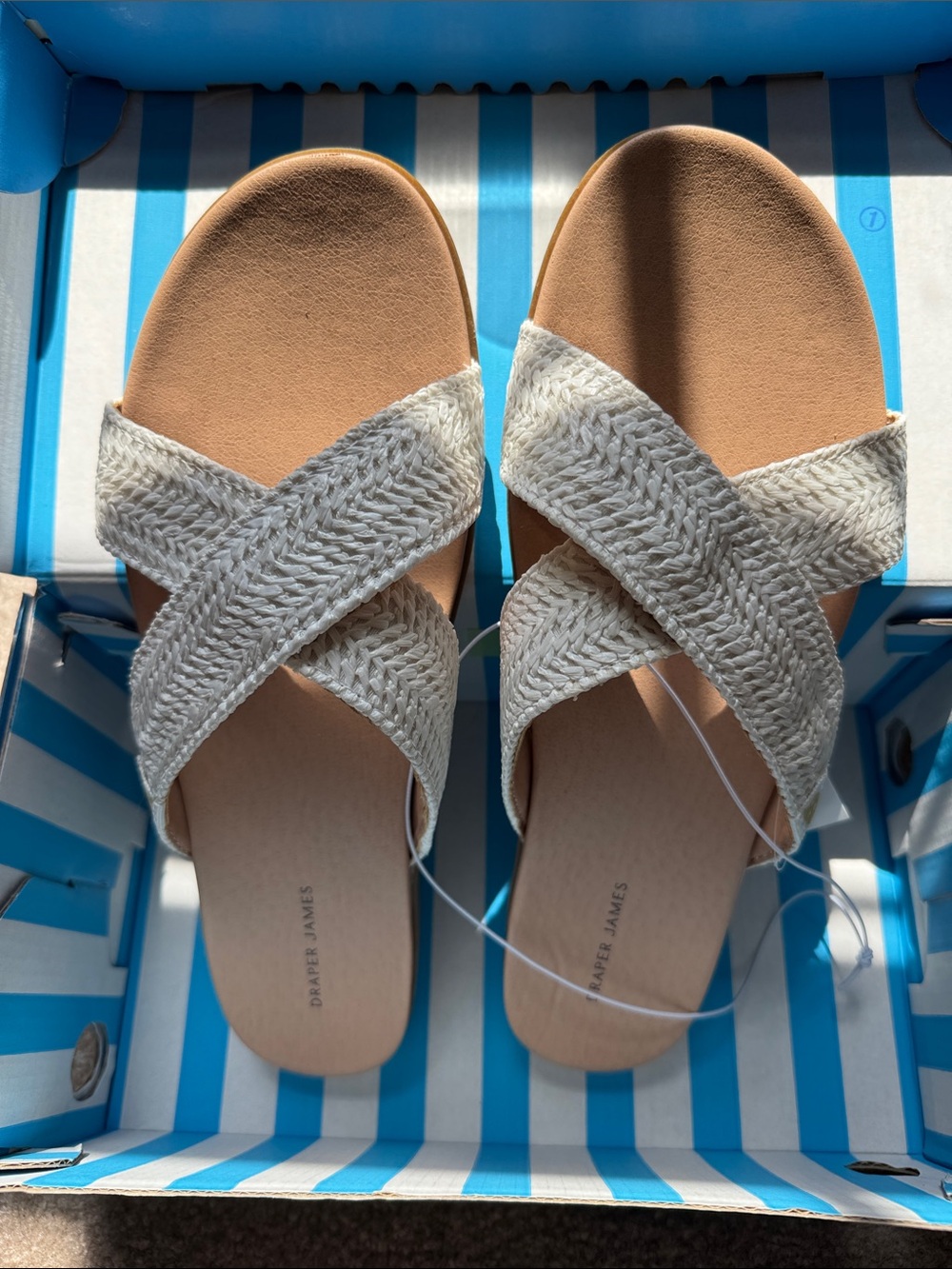Draper James Cream Braided Crisscross Slide Sandals
